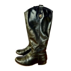 Frye Melissa Button Women's Size 7.5 Black Riding Boots. Leather, Knee-High